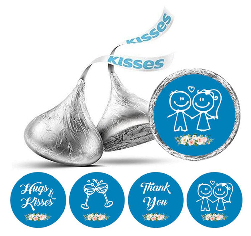 Darling Souvenir Floral Wedding Theme Stickers  Kisses Labels 190 Pcs Party Favor-Dark