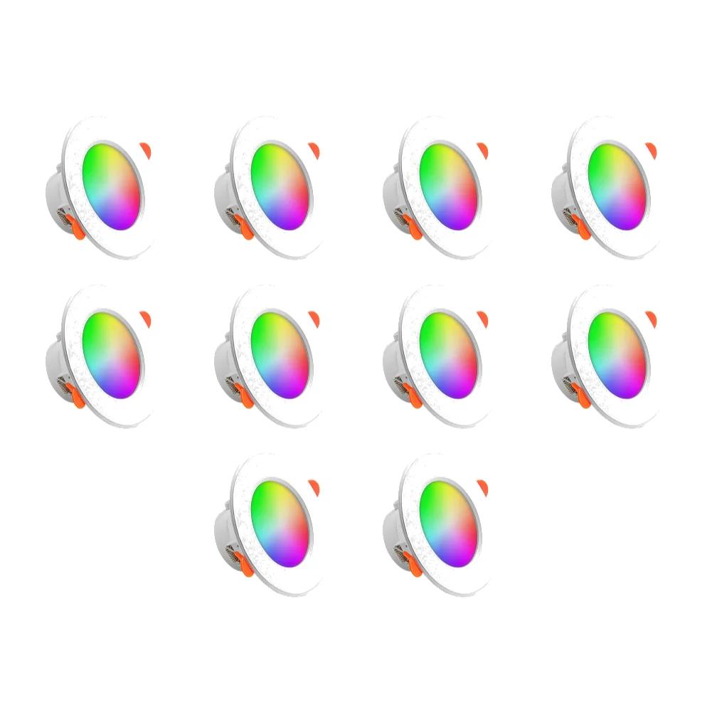 10-1PCS Smart LED Downlight LED Ceiling Recessed Down Light Dimmmable Spot Lamp 10W RGB +CW+WW Changeable LED Downlight