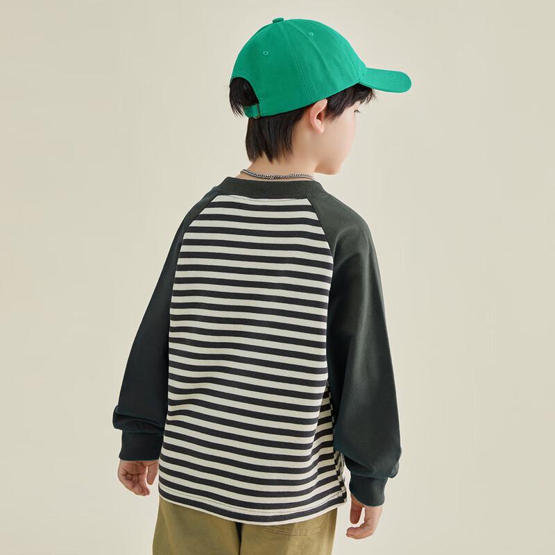 Duoduojia Boys' Waffle Patchwork Raglan Sleeve Sweatshirt
