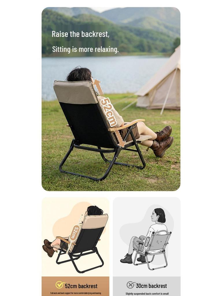 KingCamp Kangaroo Outdoor Folding Recliner: Portable High-Back Chair for Camping & Relaxation - Dual-Use Sitting & Lying, Four Seasons Comfort.