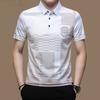 Summer T Shirts for Men Short Sleeve Turn-down Collar Letter Printing Button Striped Polo Tees Fashion Pullover Tops