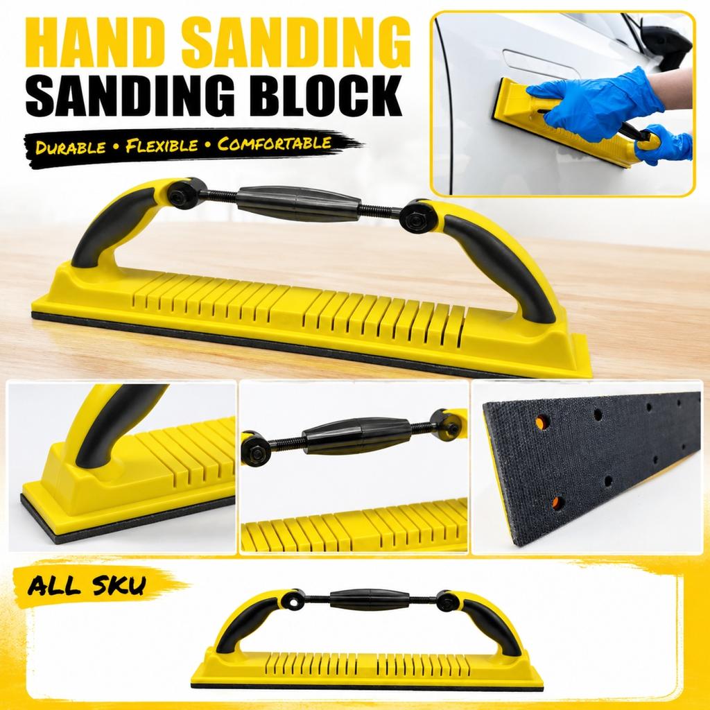 Handheld Sanding Block 70x400mm Adjustable Curved Surface Sandpaper Holder Manual Sanding Tool for Woodworking and Surface Finishing