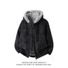 Zuoshan Diao Men's Hooded Winter Jacket - Loose Fit, Thickened, Velvet-Lined, Trendy American Style Cotton Coat.