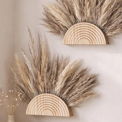 Wooden Wall Vase for Dried Reed Flowers Modern Farmhouse Wall Hanging Planter Half Circle Shaped Boho Wall Decor for Indoor Entryway Hallway Bathroom