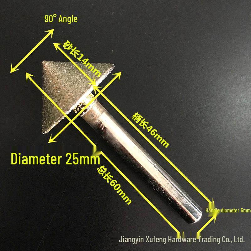 Testa di Smerigliatura Diamantata a Forma di Ombrello, Grana 60-120, Punta 6*90 Gradi, per Incisione e Smerigliatura della Pietra.