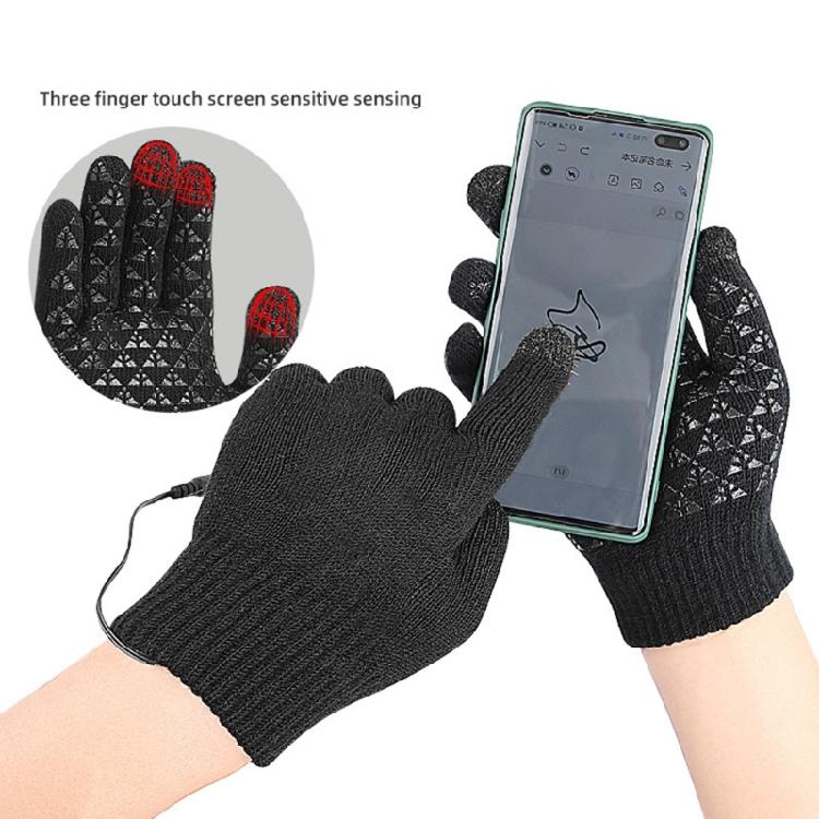 Knitted Heating Glove Hands Warmer Mittens Full Finger Gloves Thermals Glove for Winter, USB Heated Gloves for Men Women