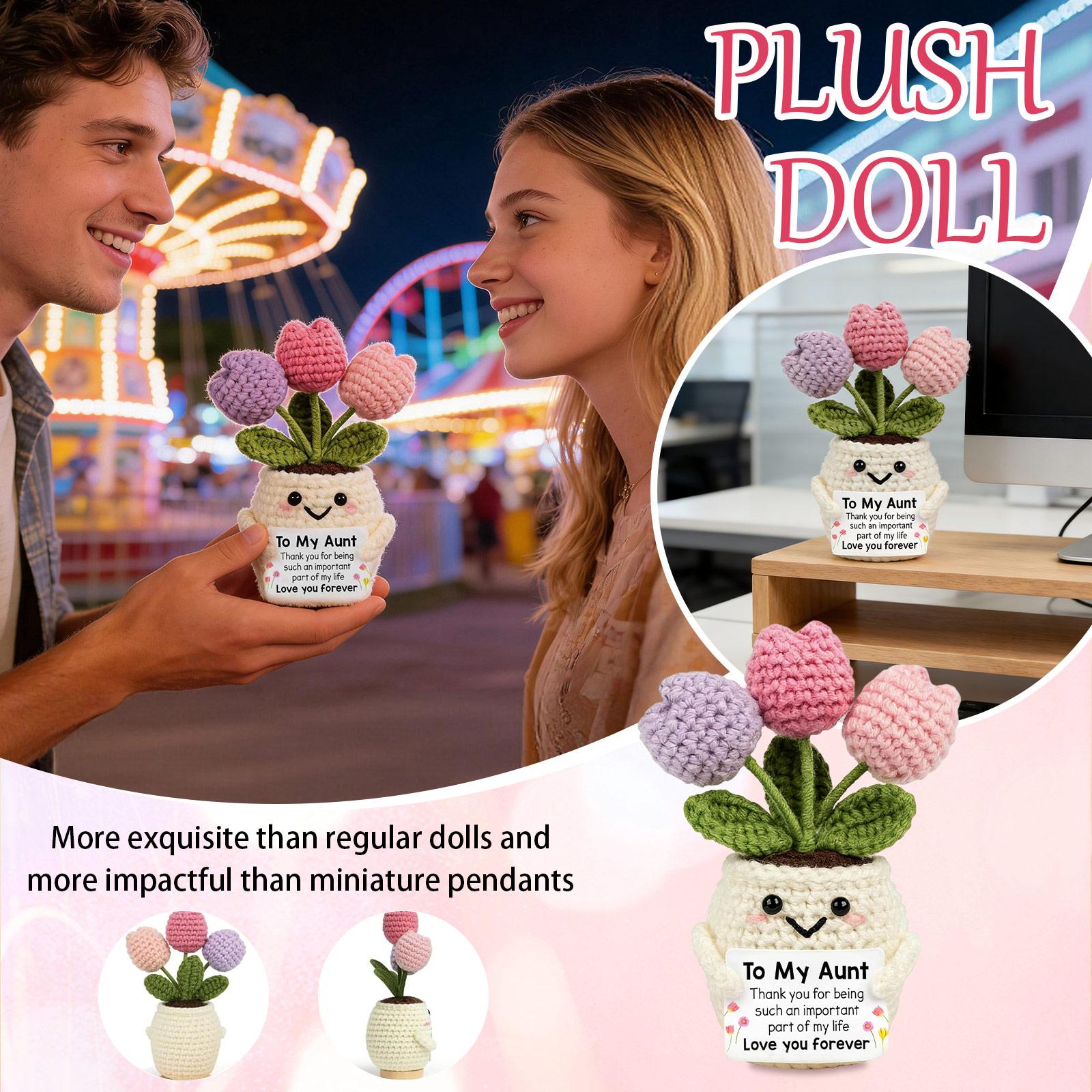 Knitted Finished Gift Potted Plant Doll, Potted Plant, Hand-crocheted Doll One Size