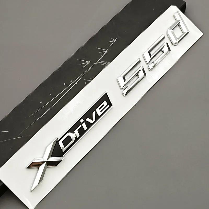 

For BMW X5 X7 XDrive 50d 55d Tail Exterior Accessories Logo XDrive 50d 55d Badge ABS Chrome Black Rear Trunk Emblem Sticker Style36