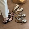 Wedge Heel French Retro Metal Toe Sandals Women's Summer Wear 2025 New Casual Versatile Platform Roman Sandals