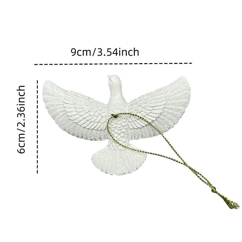 2-Piece Peace Dove Christmas Tree Ornaments White Resin Bird Pendants 2026 New Year Party Home Decor Children's Gifts