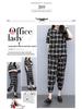 Women's Plaid Two-Piece Set: Summer Plus Size Casual Short Sleeve Top and Nine-Point Pants