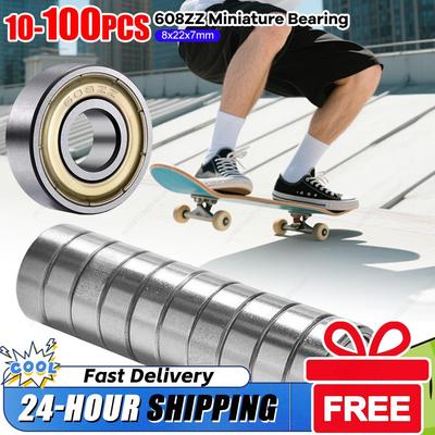 10-100PCS 608ZZ Deep Groove Ball Bearing Double Shield Skateboard Ball Bearings Ball Bearings for Skateboards Scooters 8*22*7mm