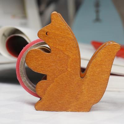 Wooden Tape Cutter Desktop Tape Dispenser Animal Shaped Squirrel Whale Design Ergonomic Easy Cut Tape Holder for Office Home School Storage