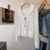 Long-sleeved Hooded Cardigan, Thin Summer Slim-fitting and Thin Sweater, Solid Color Thin Women's Versatile Short Coat Women