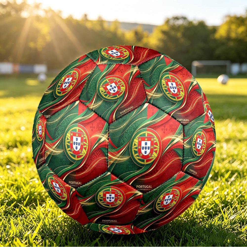 Portugal Football Printed Size 5 Soccer Ball Wear Resistant Standard Adult Training Football Fan Gift for Indoor Outdoor Match Sports