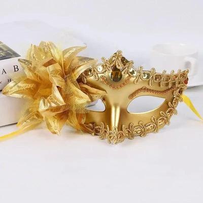 Fête Costumée d'Halloween Masque en Dentelle Cosplay Robe de Princesse Déguisement Masque Demi-Visage Fleur de Lys Fête Robe Sexy Masque Accessoires