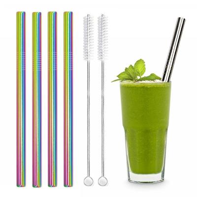 12mm Metal Boba Straws Reusable Bubble Tea Straws Reusable Jumbo Smoothie Straws 304 Stainless Steel Cocktail Drinking Straws