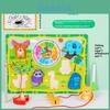 Wooden Fish Bead Clock Puzzle Board With Colorful Animal Design For Kids Learning Toy