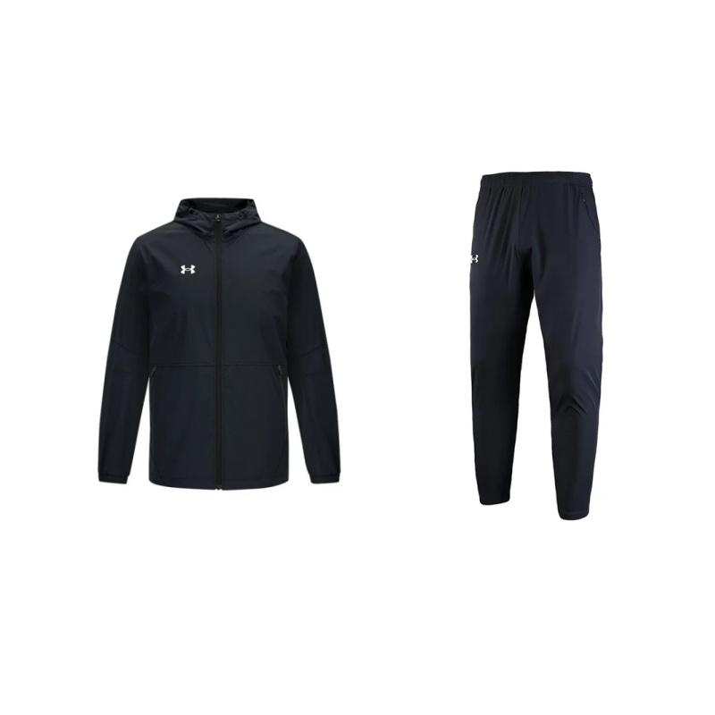

Under Armour Color Block Loose Fit Hooded Zip Long Sleeve Knit Straight Leg Pants Casual Sports Set Unisex sets Black 22500706-001+21600411-001 4XL