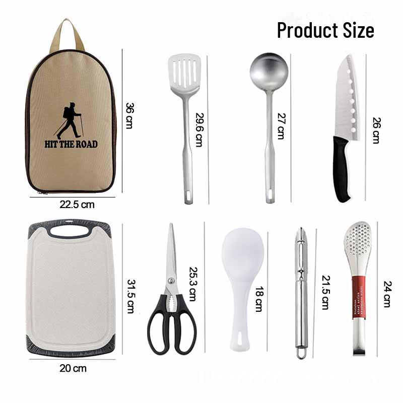 

HitTheRoad 8-предметный портативный кухонный набор и набор кухонных принадлежностей для отдыха на открытом воздухе