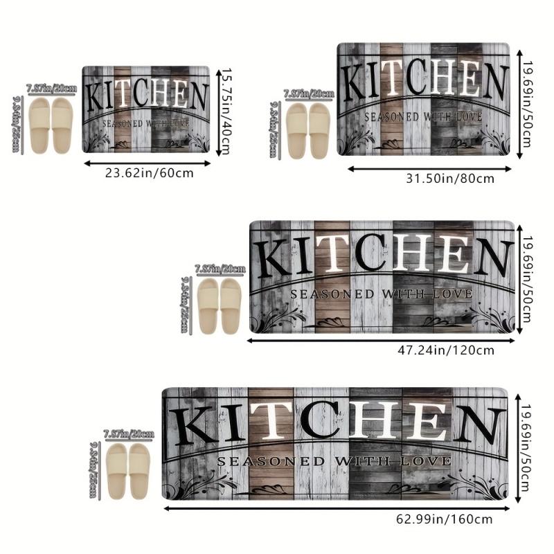 VIKAMA Retro Wood Grain Kitchen Rug American Country Style Entrance Door Mat Non-Slip Easy Clean Bedroom Carpet Home Decor