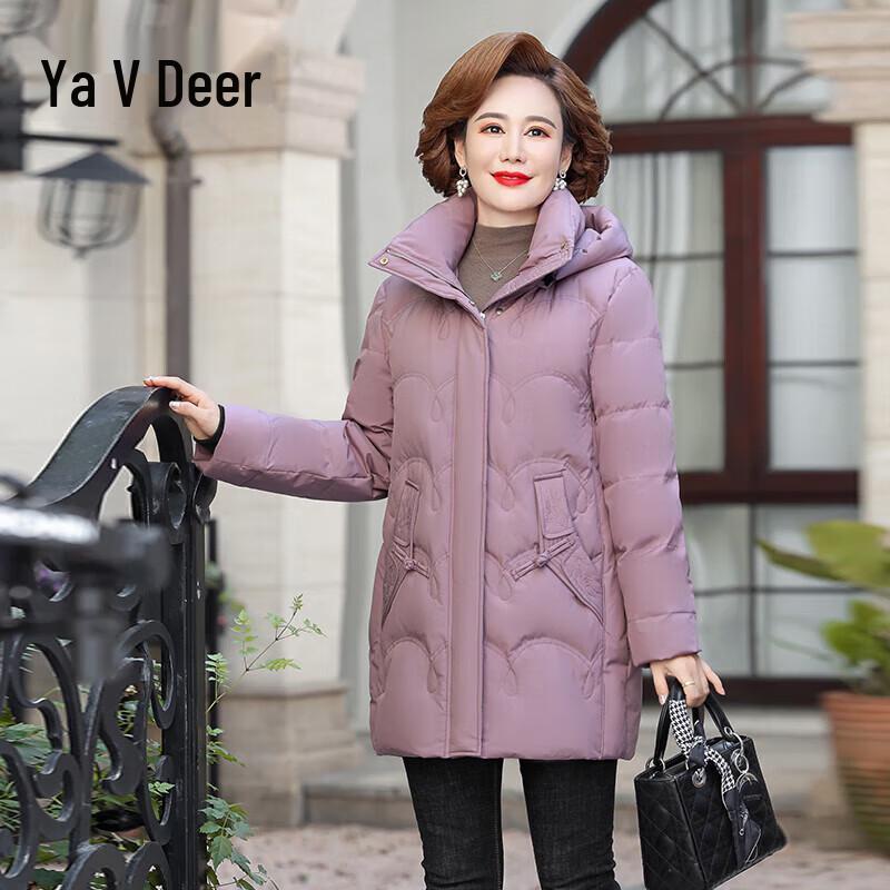 Yalu Women s Hooded Mid-Length Duck Down Jacket 2XL
