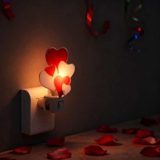 Plug-in Easter Bunny Night Light Love Heart Wall Outlet LED Lamp Holiday Party Home Living Room Bedroom Decoration Light