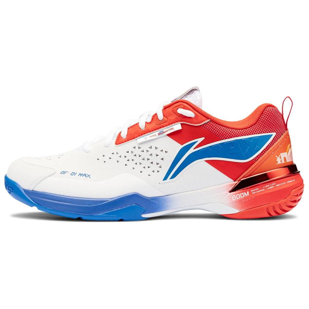 Li-Ning Synthetic Leather Fabric Simple Casual Wear Resistant Breathable Low-Top Badminton Shoes Unisex sneaker White Red Blue AYAU005-1