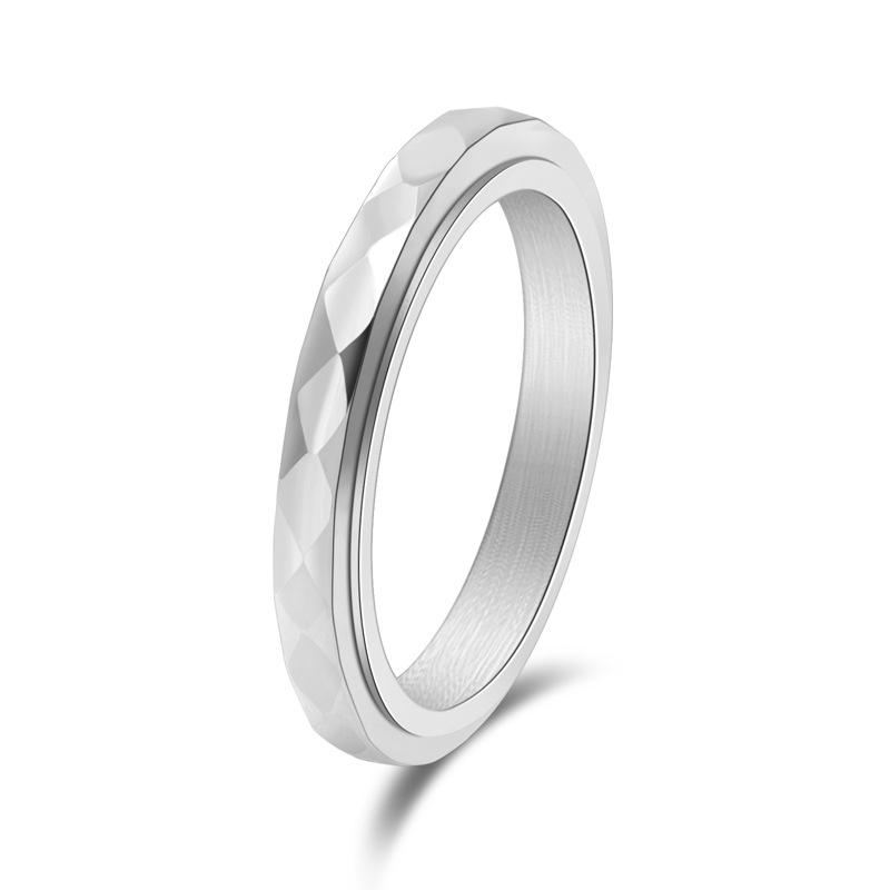 

Rhombus Niche Women s Faceted Rotatable Stainless Steel Index Ring in 18K Gold Size 10