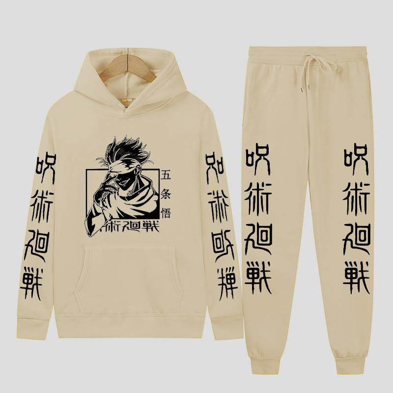 Herren Anime Bedrucktes Hoodie-Set, Herren Trendiges Street Fashion Langarm-Set