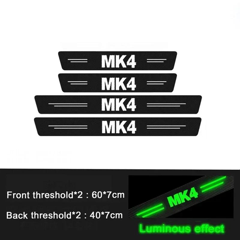 ASGBH1 For Volkswagen VW MK4 Logo Luminous Auto Door Sill Protect Decals Anti Scratching, Car Threshold Strip Welcome Pedal Sticker