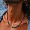 Retro Farbe Gemischte Holzperlen Kette Halskette Bohemian Männer Blau Naturstein Lange Halskette Hip Hop Schmuck Zubehör