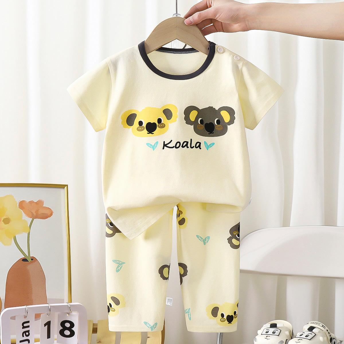 

Детская хлопковая летняя повседневная пижама с короткими рукавами для мальчиков и девочек 110cm