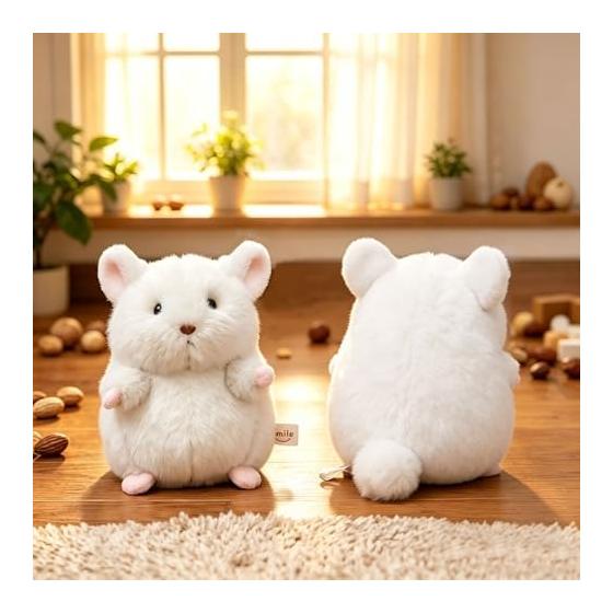 Mascot Hamster Cute Stuffed Toy Chewy Soft Squeezable Stress Relief Healing Goods Interior Amulet Portable, Total Length Approximately 15cm (Mochi)