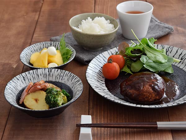 EAST Table Shallow Bowl 16.5cm Oil Droplet Black Made In Japan Microwave Safe Dishwasher Safe Japanese Tableware Bowl Kt-015