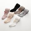 2024 Spring & Autumn Cable Knit Bow Leggings for Girls - Striped Tights with Open Crotch
