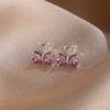 Red,pink, bow earrings are fit women with primitive charm. 925 silver earrings DIY birthday jewelry gift new