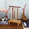 Natural Rosewood Chinese Brush Pen Holder with Bamboo Base Calligraphy Rest Ink Hanger 10 Needles Writing Brush Holder