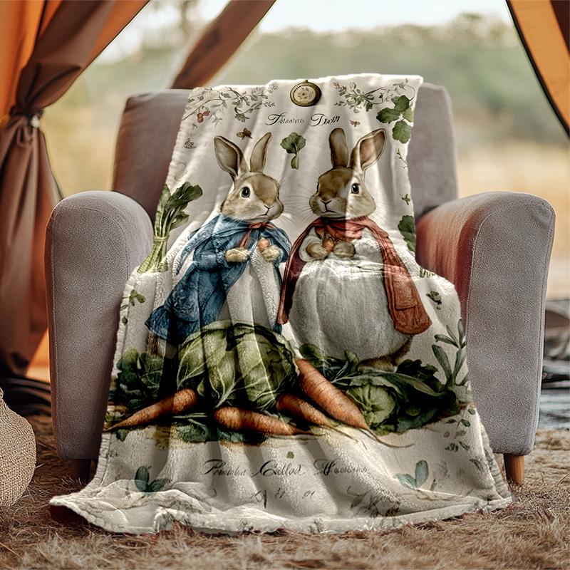 Peter Rabbit Flannel Blanket Soft Warm All-Season Throw, Design for Camping, Car Travel, Hiking Sofa, Bed, Office Perfect Gift for Parties