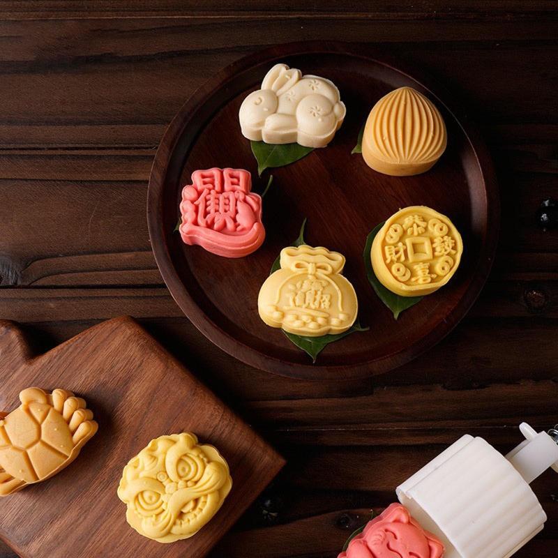 50g Sacos de Bênção Fofos Moldes para Pastelaria Molde de Bolo da Lua Molde de Bolo da Lua Pressão Manual Material Plástico Acessórios de Cozinha