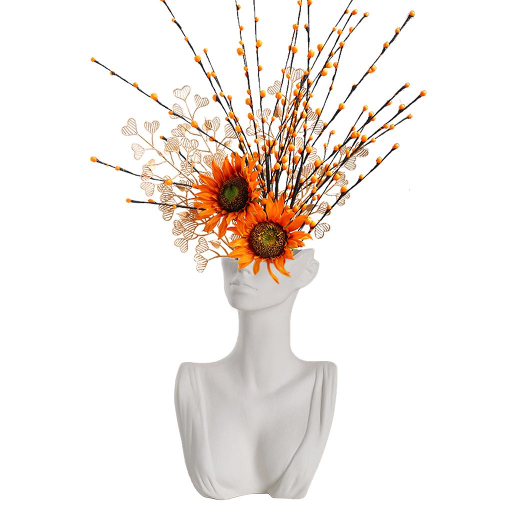 Ceramic Face Vase Human Body Female Form Bust Flower Vase for Table Shelf Living Room Office Bedroom Decor