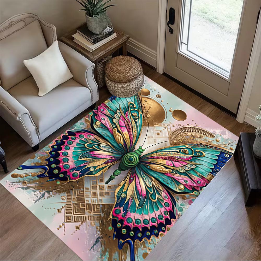1pc Butterfly Design Home Carpet Non-slip Office Decor Gift Living Room Bedroom