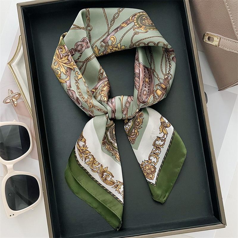 

Fashion Luxury Summer Beach 70*70cm Square Silk Scarf Women Handkerchief Female Head Bandana Small Hijab Scarves Tie Shawl 70x70cm