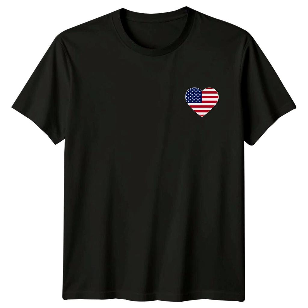 American Flag Heart Patriotic Mens T-Shirt Womens Tee Graphic Top