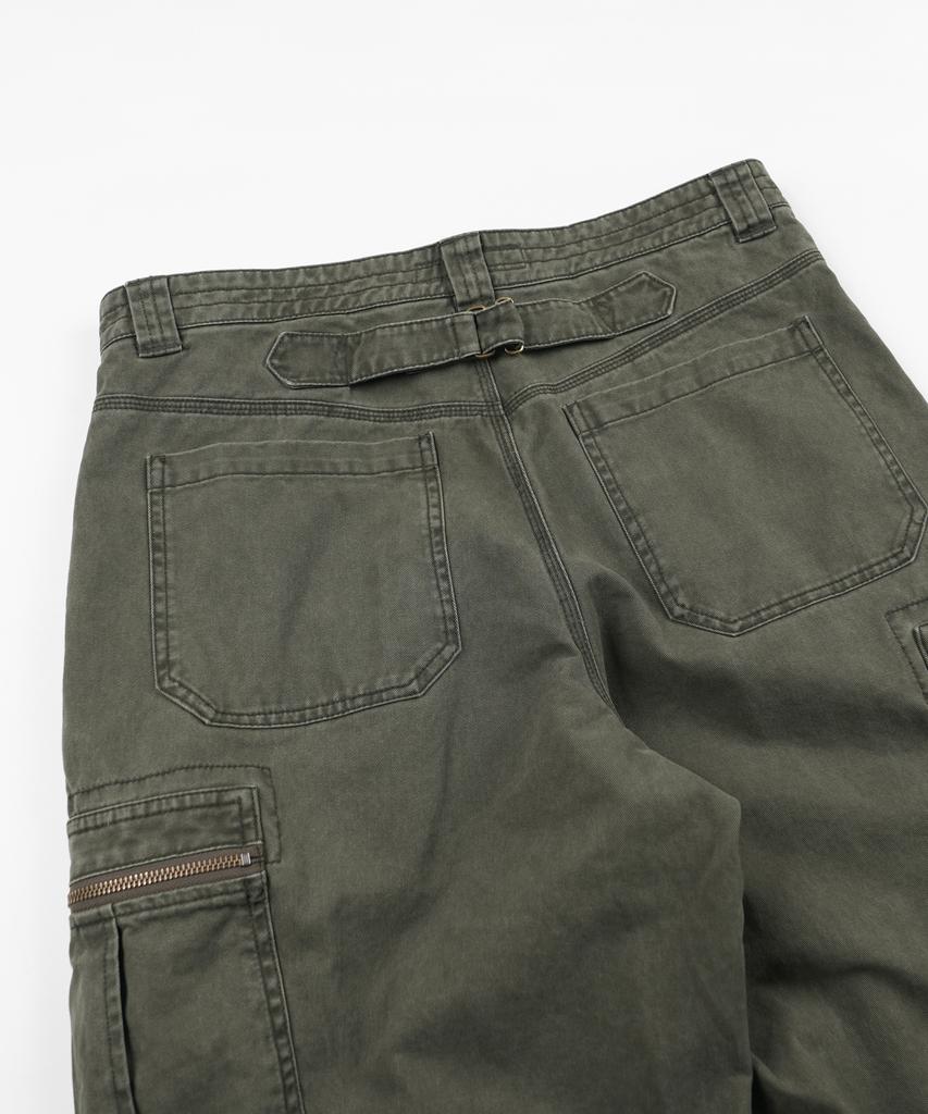 FRIZMWORKS Washed Cotton Zip Cargo Pants _ Olive