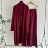 Outono e inverno feminino plus size temperamento preguiçoso tricô terno sem mangas colete suéter cardigan calça terno