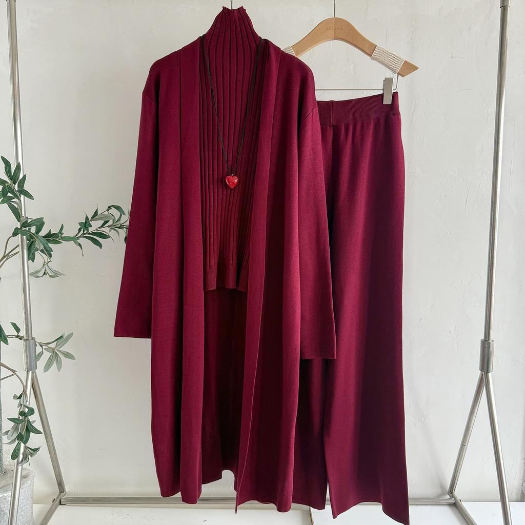 Outono e inverno feminino plus size temperamento preguiçoso tricô terno sem mangas colete suéter cardigan calça terno