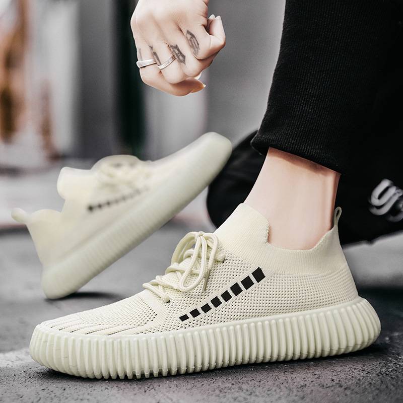 New Men Shoes Black Army Green Knitting Men Sneakers Fashion Men Casual Flat Loafers Tennis Shoes Breathable Mesh Sports Shoes