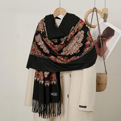 Écharpe d'hiver chaude en cachemire pour femme, couverture en pashmina brodée, châle épais, foulard, mode Bufanda, poncho