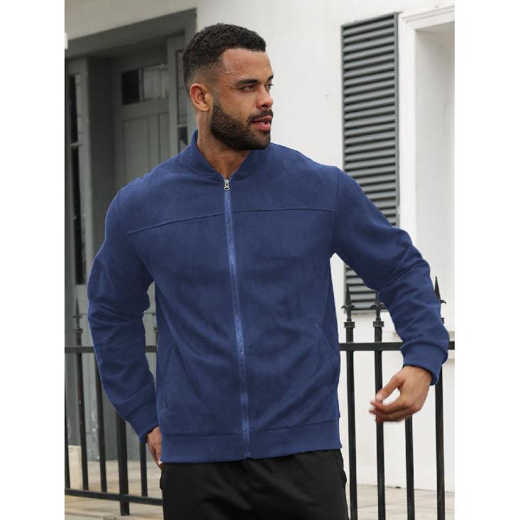 New Versatile Daily Business Spring And Autumn Men'S Men'S Standing Collar Long Sleeved Casual Outdoor Hoodie Jacquard Knitted Sweater